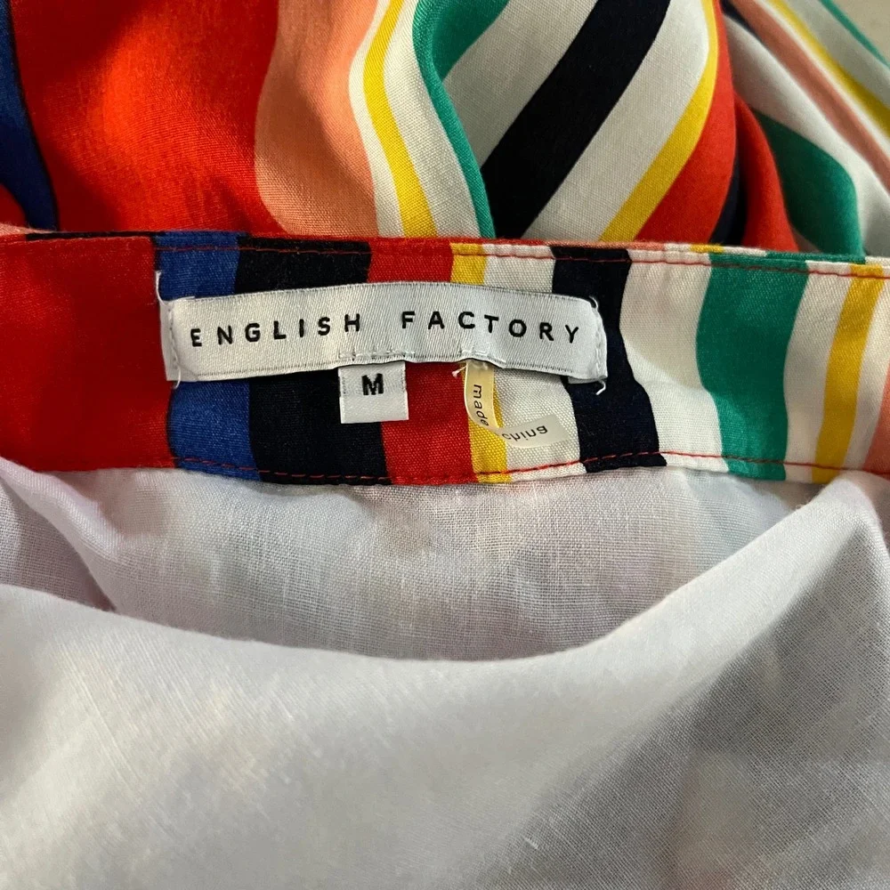 English‎ Factory Sz M rainbow striped maxi skirt, 100% Rayon, button front, boho